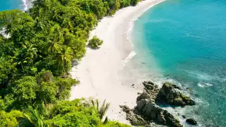 Aerial photo of the beach at Manuel Antonio