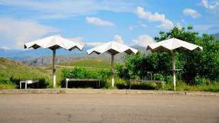 Umbrella shaped bus stops in Armenia