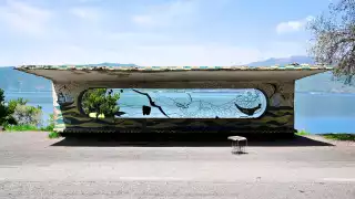 Armenian waterside bus stop