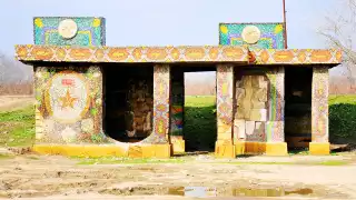 Mosaic tiled bus stop in Azerbaijan