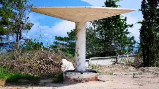 Hillside bus shelter in Crimea