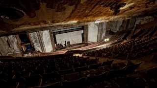 Interior of ruined Victory Theatre, Holyoke, Massachusetts, USA