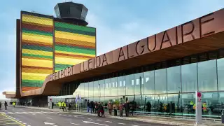 The colourful exterior of Lleida airport, Catalonia, Spain