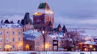 Snow-covered view of Quebec City, Canada
