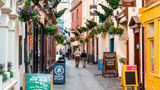 A view of the shops in Gandy Street, Exeter