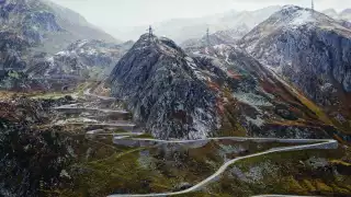Winding alpine pass in Switzerland