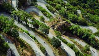 Hairpin bends on an alpine pass in France