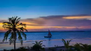 A Kenyan beach at sunset