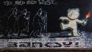Banksy riot bear street art in Bristol