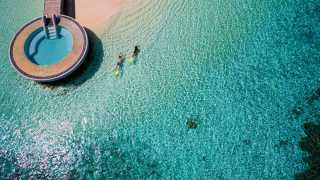 Aerial view of Per Aquum Huvafen Fushi Resort, Maldives
