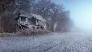 Abandoned cricket pavilion in Guish, UK