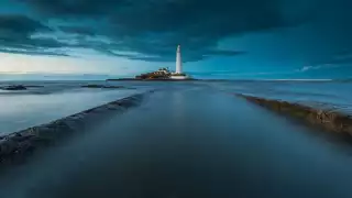 View across Whitley Bay towards St Mary's lighthouse, Tyne & Wear