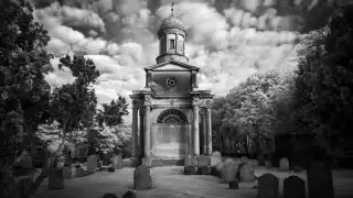 A chapel and graveyard in rural Suffolk, England