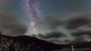 Meteors across the night sky in Capel Curig, Wales