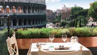 Colosseum view at Aroma restaurant, Rome