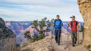 Hikers taking on the Grand Canyon's rim to rim trail
