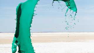 Green paint swirl in the Nevada desert, USA