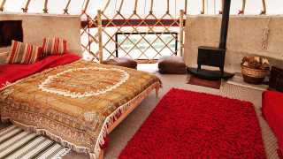 Master bedroom at Trossachs Yurts, Stirling