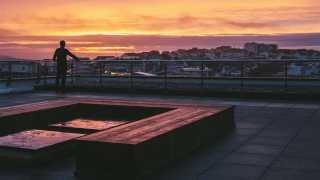Roof terrace at Tregulland & Co Pentire Penthouse, Fistral, Cornwall