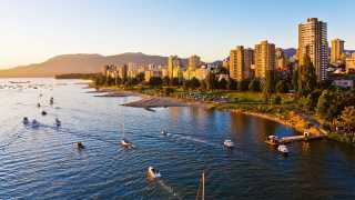 Beach and city view in Vancouver, Canada
