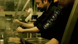 Chefs cooking at Bincho Yakitori, Brighton