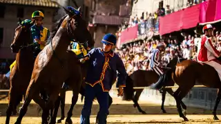 Riders in Il Palio horse race, Siena, Italy