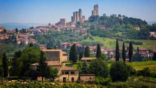View of Siena, Italy from the Tuscan countryside