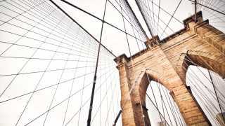 Suspension cabling on Brooklyn Bridge, New York, USA