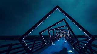 Illuminated High Trestle Trail Bridge, Iowa, USA