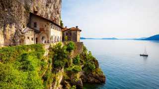 Picturesque Santa Caterina del Sasso Hermitage, Lake Maggiore