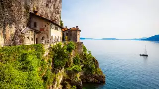 Picturesque Santa Caterina del Sasso Hermitage, Lake Maggiore