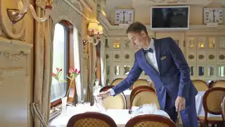 Service aboard the new Golden Eagle luxury train in Russia