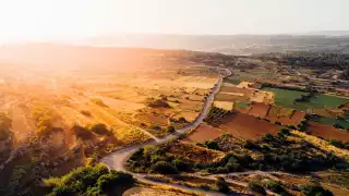 Aerial view of countryside on the island of Malta