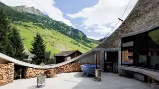 Exterior of Villa Vals in Switzerland