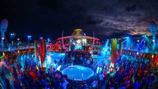 Dancing on the top-deck of The Ark festival cruise ship