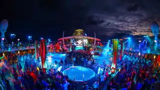 Dancing on the top-deck of The Ark festival cruise ship