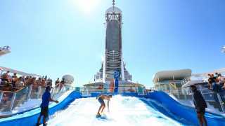 Surfing at Ark cruise festival in the Mediterranean