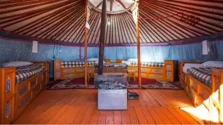 Yurt interior at G Adventures' nomadic life tour of Mongolia