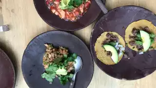 Tacos and sides in Oaxaca, Mexico