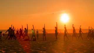 Beach yoga with Boardmasters