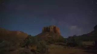 Stars above a butte in Sedona, Arizona