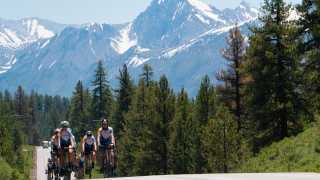 Cycling among the High Sierra mountains near Mammoth Lakes, California