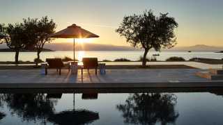 Sunset at Amanzoe luxury resort