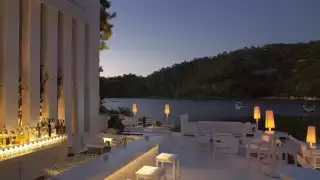 Outdoor dining at Hillside Beach Club luxury resort