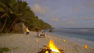 Dining on the beach at Fregate Island Private in Seychelles