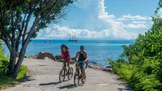 Riding bikes in Seychelles