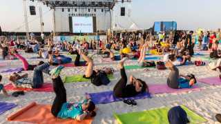 Yoga class at La Mer in Dubai