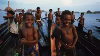 Children from a lake near the mouth of the Sepik river