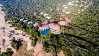 Aerial view of Wild Coast Tented Lodge in Sri Lanka