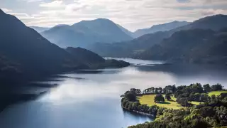 Aerial view of Ullswater, the Lake District